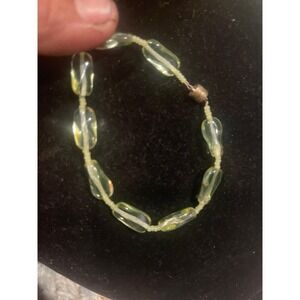 URANIUM ANTIQUE CZECH AND CRYSTAL GRADUATED GLASS BEAD BRACELET